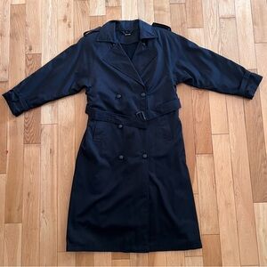 Goretex Mens Navy Blue Double Breasted Belted Wool Lined Trench Coat Size Small
